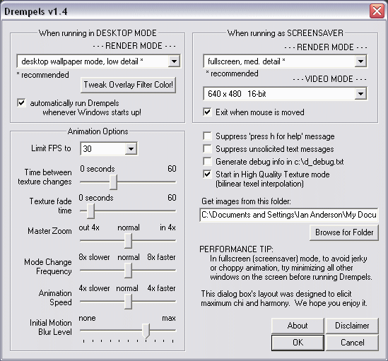 Screenshot of configuration